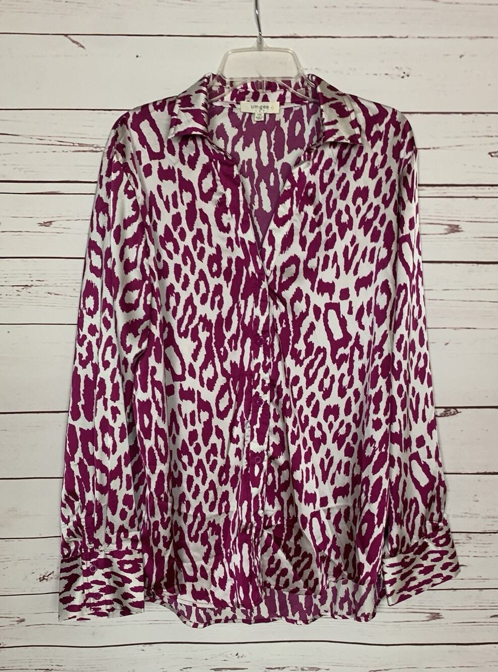 Umgee USA Boutique Women’s Plus Size 2XL Purple Animal Print Long Sleeve Top
